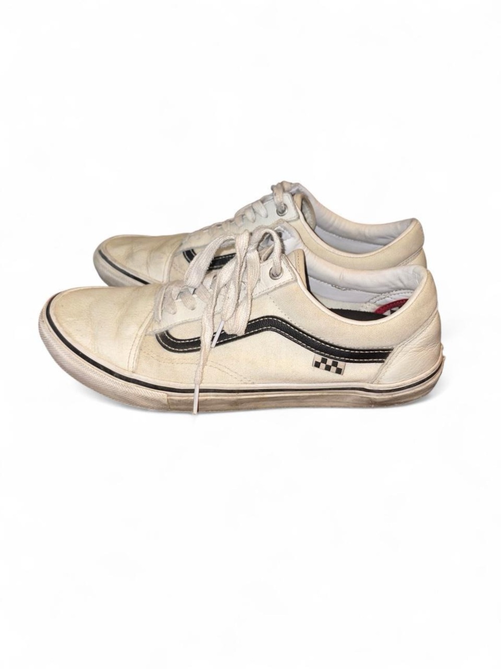 Vans Off-White Low-Top Sneakers with Black Side Stripe